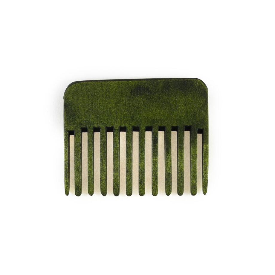 Pettine verde afro basso in legno per capelli