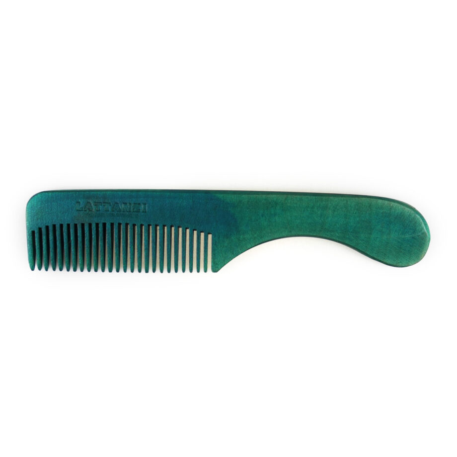 Pettine verde con manico in legno per capelli