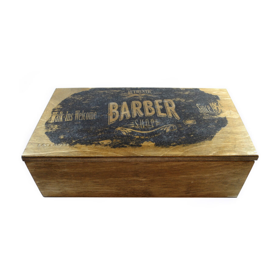 Scatola barber rettangolare in legno