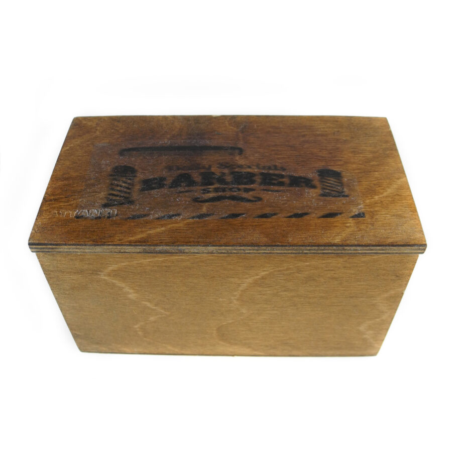 Scatola porta oggetti barber rettangolare alta in legno